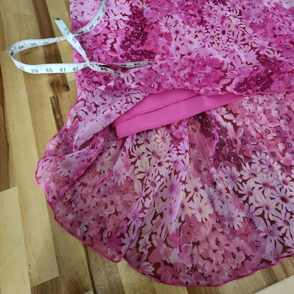Y2K Dress Pink Floral Chiffon Size 12 believe... Lined Romantic Fairy Whimsical - Picture 11 of 14